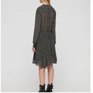 All Saints Black and White Long Sleeve Dress